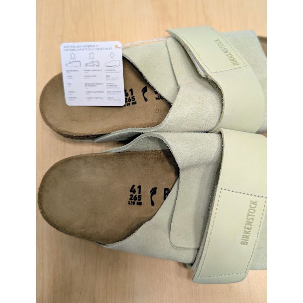 Birkenstock Kyoto Green Suede & Leather Slide Sandals Women's 10 EU 41 NWT - Picture 11 of 13